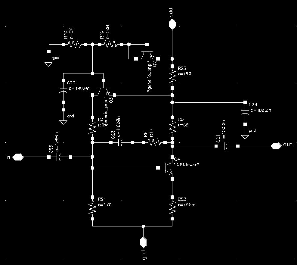 CHARACTERIZATION FOR BOTTOM-UP VERIFICATION 255 Figure 11-10. LNA schematic The schematic of the LNA is packed into a symbol and inserted into a testbench (Figure 11-11).