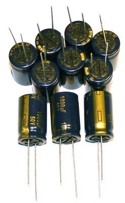 f) - Large Electrolytic Capacitors (1000uF): Watch the polarity!