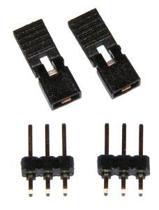 d) - Jumpers: Two 3-pin headers and jumpers are included with a full 4-rail kit. They are to be used for JP1 and JP2.