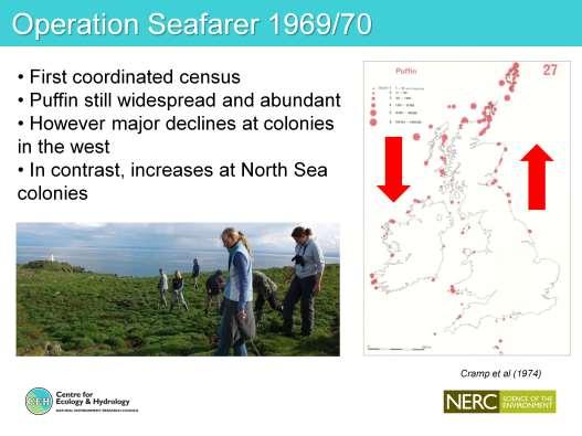 First proper attempt to census seabirds in Britain and Ireland was in 1968/70. Known as Operation Seafarer.