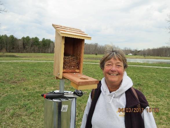 Monitor Adele Straub has her first bluebird nesting at the new trail at Royal Oaks Park in