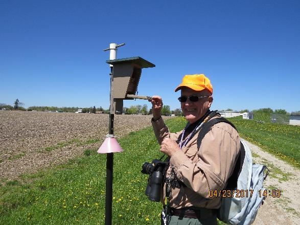 Bob Bement checks nestboxes on his two trails, Dalton Park and Olsen Nature Preserve near