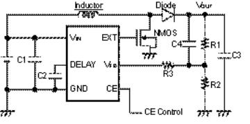 22 μf (Ceramic) C3: 10 μf (Ceramic) C4: 680 pf (Ceramic) C5: 2200 pf (Ceramic) R1: Output Voltage Setting Resistor 1 R2: Output Voltage Setting Resistor 2 R3: 30 kω R4: 30 kω R1211x002B/R1211x002D