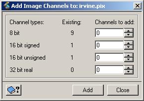 Lesson 3.4 Introduction to EASI Modeling Adding an Image Channel You can add 8-bit, 16-bit signed, 16-bit unsigned, or 32-bit real image channels to a selected PCIDSK file.