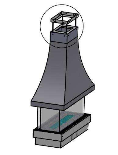 [Installation Island Models [INSTALLATION Assemble the flue parts as necessary, and place the canopy into position with the flue inside, as indicated by the installation clearances.