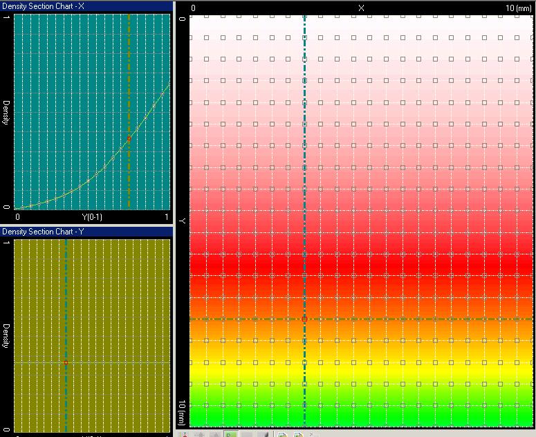 Use gradient tool You got similar density map Reset design number and position Define X design lines according LED position (total 10) { 0,0.