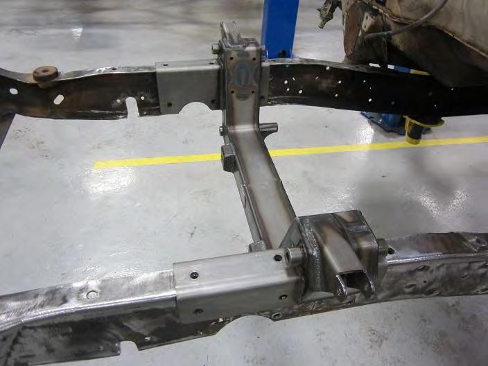 5) After the holes are dilled and the frame is cut for the rack and pinion and sway bar it is