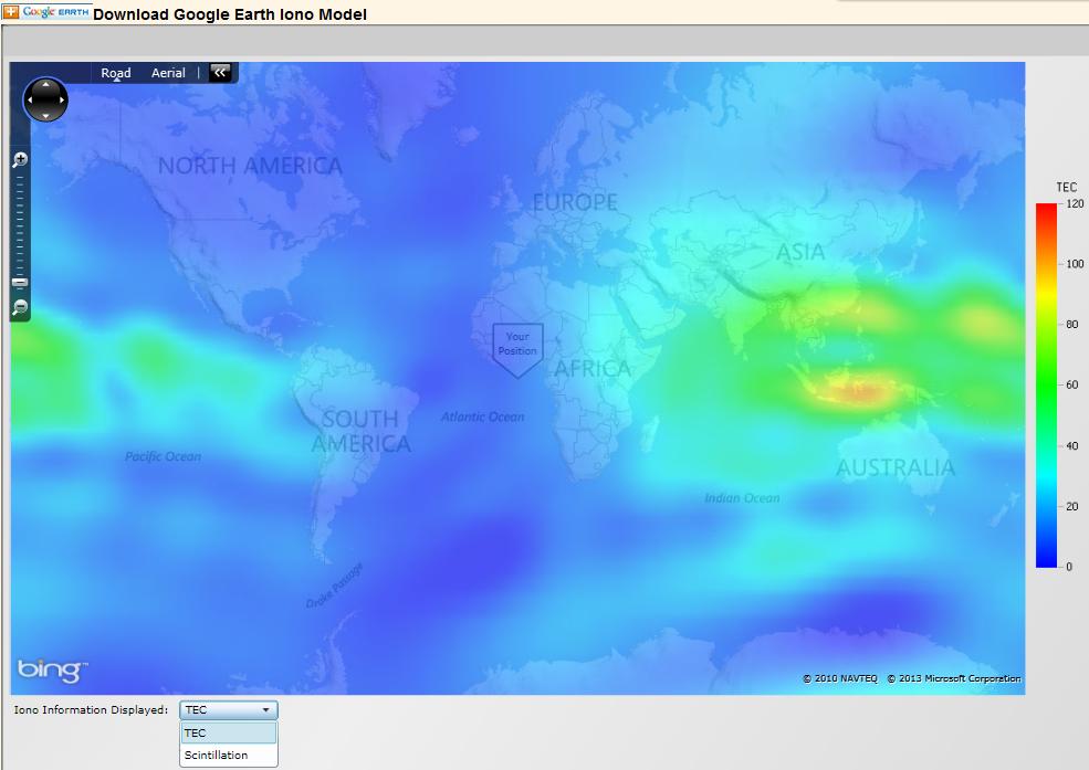 Ionospheric Map In order to use the Web Services, the receiver must have an Internet connection and the device/browser connecting to the