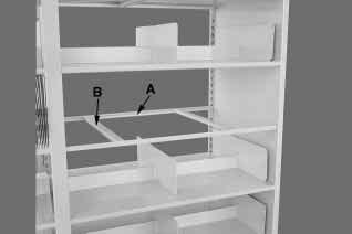 ADJUSTABLE REINFORCEMENTS Shelf supports (part A above) give full width reinforcement, front