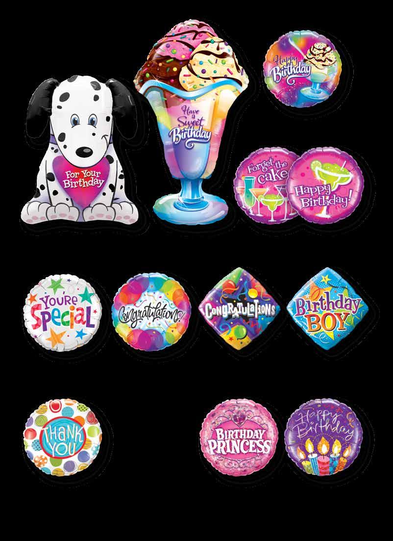 Birthday Ice Cream Sundae GM #33324 18" IF #33326 18" (pkgd.) Puppy For Your Birthday HR #33368 31" ID #33372 31" (pkgd.) Have A Sweet Birthday Sundae HR #33362 42" ID #33366 42" (pkgd.