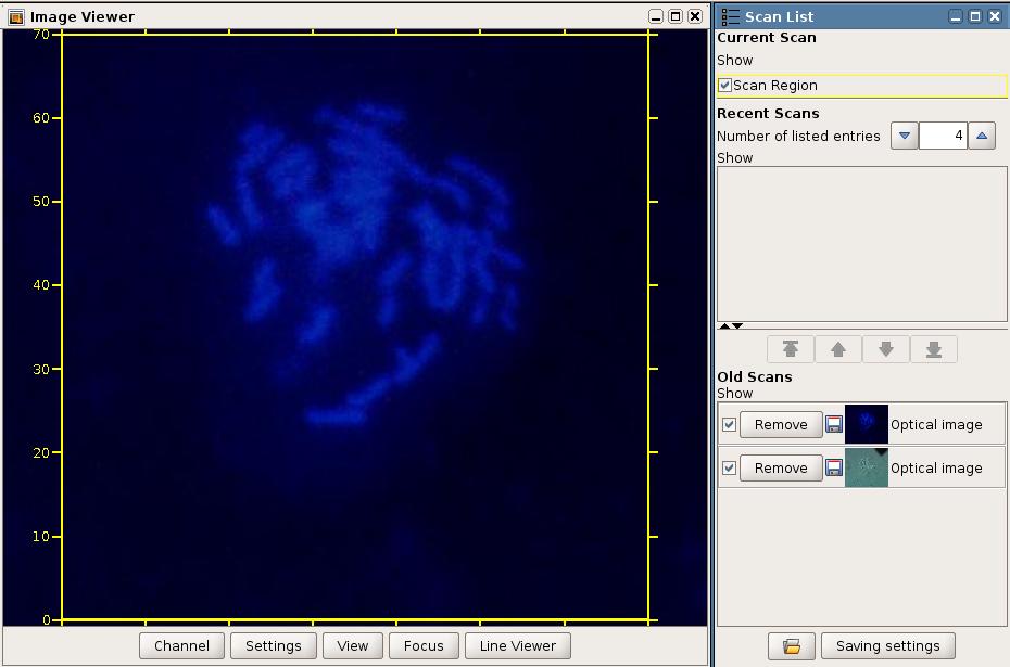 To go back to the normal view of the AFM image, click the right mouse button in the Image Viewer and deselect Shift Optical Image, then go to the Scan List and click on the