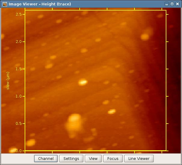 Selecting a new scan region and zooming in or out of images can be done by selecting an area with the mouse in the image viewer, or by typing the relevant offset and scan size values directly into