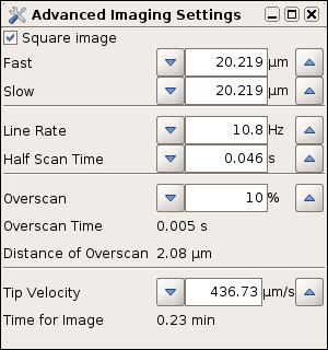 The speed for scanning is usually set in the main Scan Control panel, through the Line Rate.