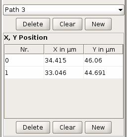 More than one path can be drawn this example shows three paths. A path can be selected from the pull down menu in the panel to the left of the screen.