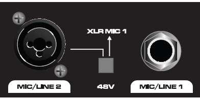 Connect microphones, DI boxes and other balanced low impedance audio inputs to the MIC/LINE combo inputs using good quality XLR leads.