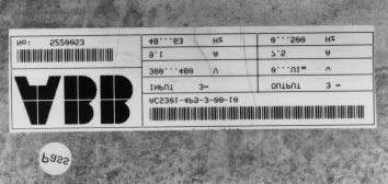 Chapter 1 - Overview of This Manual Identification Labels Type Designation TYPE CODE SERIAL NUMBER Internal number Week Year Voltage 3-380...480 V 1-200.