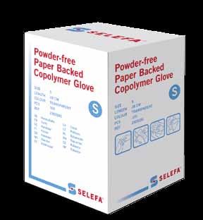 Powder-free paper backed copolymer gloves Powder-free paper backed copolymer