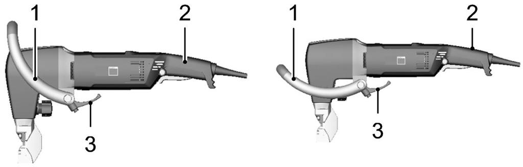 3. Rotate the die carrier (2) by 360 as often as needed until the punch penetration depth of 1-3 mm has been achieved. 4. Close the locking mechanism (4). 3.4 Selecting and attaching a handle The suitable handle can be chosen depending on the application.