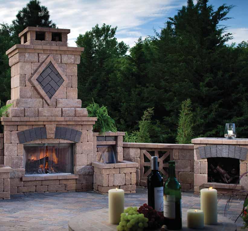 Fire Pits & Fireplaces Belgard Elements Bristol Fireplace in Gascony Tan with