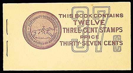 Lot 2354 B Test Stamp, Booklets, 1953, Complete Booklet, #TDB3. 2 panes of purple dummy stamps, Fine to Very Fine. Scott $600. Estimate $300/350. Realized $400.00. Lot 2355 B Test Stamp, Booklets, 1953, Complete Booklet, #TDB3.