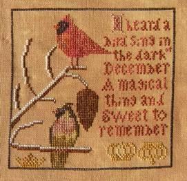 And here is my Block 10... the handsome cardinal finally sees his mate, and she's not as colorful but still lovely. Using the Belle Soie.