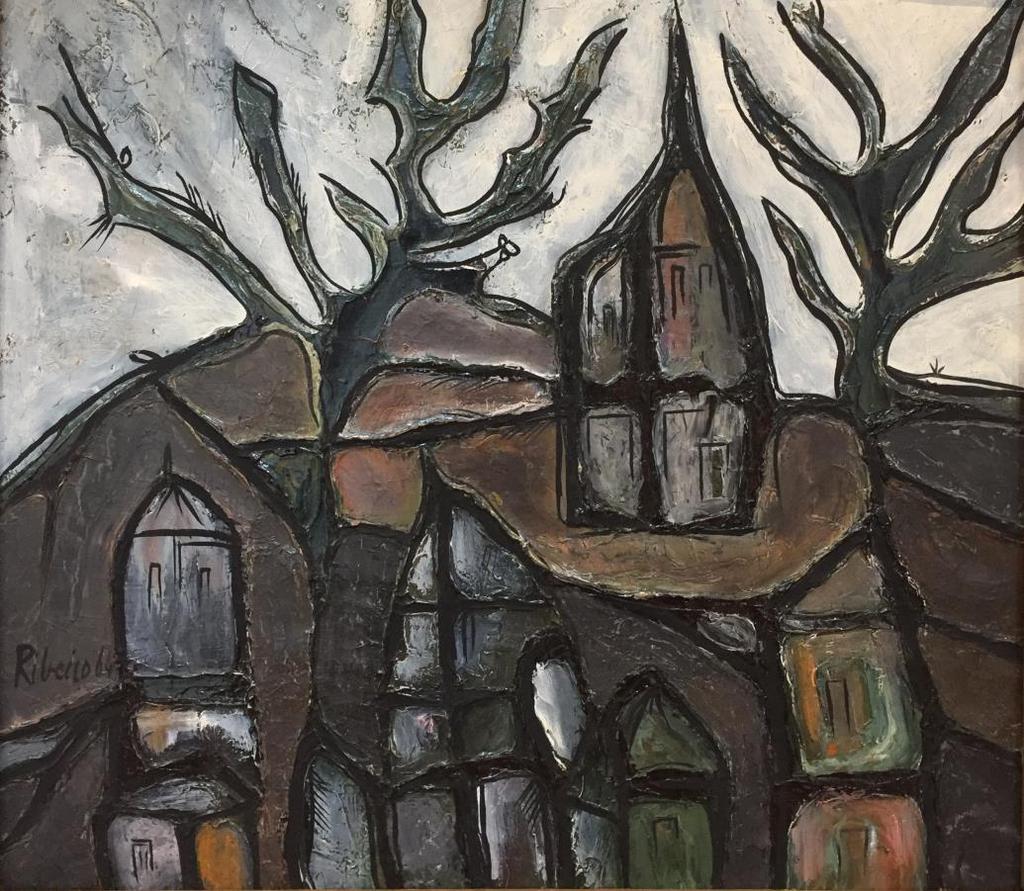 8. Landscape with Green Houses, 1964 Oil