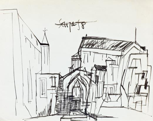15. Westminster Abbey,1958 Pen & ink on paper, signed & dated 8.8 x 20.6cm. (3 ½ x 8in.) The Estate of the Artist 16.