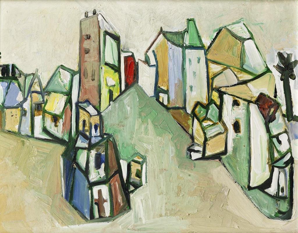 2. Untitled (Cubist Townscape), 1962 Oil on canvas Signed and dated on the reverse 30 x 45cm.