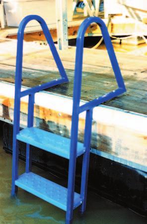 Dock Ladder Comes in two finishes; blue powder coat and galvanized (silver finish), and three sizes- 3 step, 4 step, and 5 step. Powder coat provides a tough durable finish.