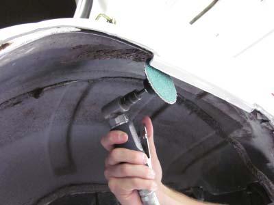 Using an angle grinder or sandpaper, smooth inner