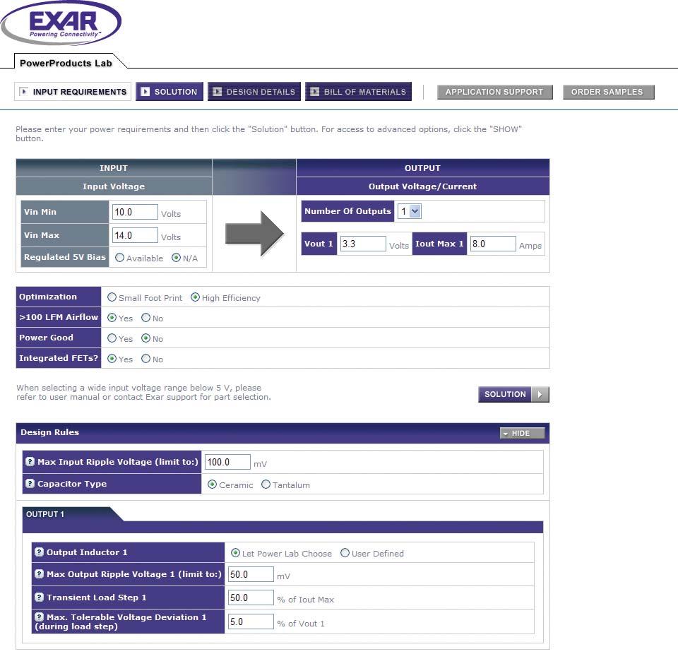 PowerLab - Online Design Tool Exar s PowerLab interactive online design tool helps create an optimized design solution