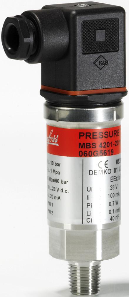 Data sheet Intrinsically safe pressure transmitter MBS 420, MBS 425, MBS 470 and MBS 475 The intrinsically safe pressure transmitter program is designed for use in hazardous environments and offers a
