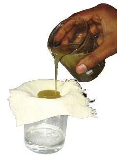 Take the sample of muddy water (Fig 58.1) and filter it using a piece of muslin cloth (Fig. 58.2).