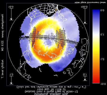 Figure 7. Statistical pattern of auroral power flux based on data from the Total Energy Detector (TED) on board the NOAA-14 satellite. Image provided courtesy of the U.S. Department of Commerce, NOAA, Space Environment Center.