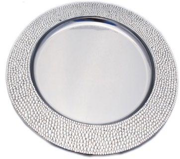 Charger Plates S-328 Luminous Collection Charger Plate 13 Diameter Min 2 Stainless Steel Resin Stones Trays