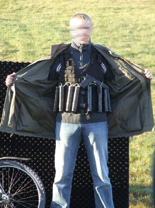 Figure 7: Radiometric image at 220 GHz showing a bicycle and a person wearing a bomb vest underneath the jacket.
