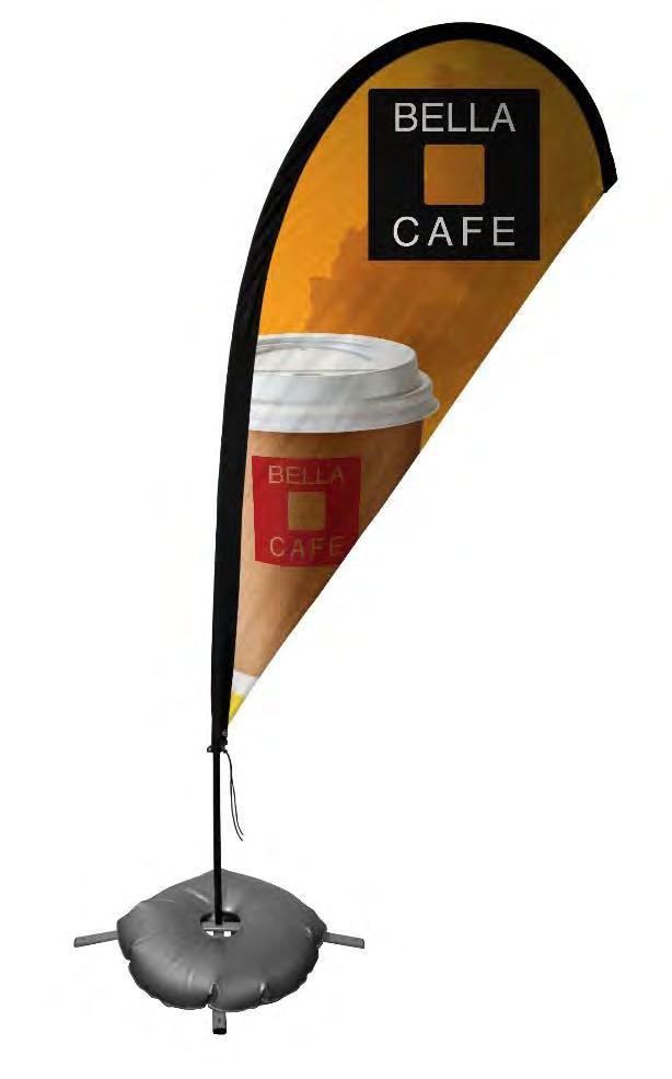 stand options available Indoor and outdoor use Tear Drop Banner Size Offerings 6.75 tall 8.