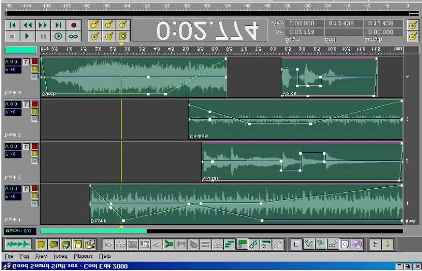 In the left corner of the screen, just at the left end of the tools bar you can find the symbol for the multitrack.