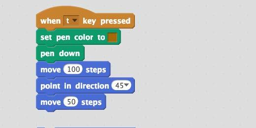 Click the point in direction code after the move 50 steps code and move it down. This will detach the rest of the code from the code above.