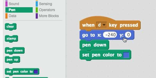 The color in the swatch will change as the mouse pointer moves over colors on the Scratch application.
