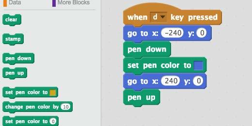 Go to the Pen section and attach a pen up code block.