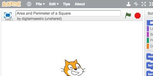 Geometry Calculator for Squares In a previous lesson we learned to use Scratch to draw three basic geometric shapes.