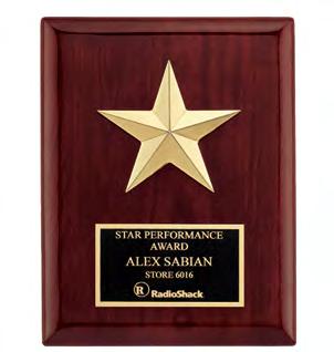 90 LASER ENGRAVABLE PLATE Gold Aluminum Star (8 inches) on Walnut Stained Piano-Finish