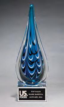 Colorful Egg-Shaped Art Glass Award with Clear Base 2264 2.625 x 7.