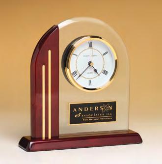 Airflyte Clock & Gift Collection Beveled Glass Desktop Clock, Rosewood