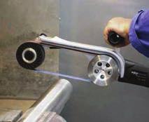 It removes weld seams in a straight line, without leaving edges or a wavy finish. For sanding pipes or handrails, it is a flexible tool.