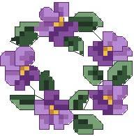 Violet Wreath #1528 14ct 2.06" x 2.06" (41x41mm) #1529 16ct 1.71 x 1.71 (44x44mm) #1530 18ct 1.60" x 1.