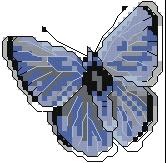 Silver Blue Butterfly Design by Donna Giampa #1522 14ct 2.41" x 2.41" (61x61mm) #1523 16ct 2.01 x 2.01 (51x51mm) #1524 18ct 1.
