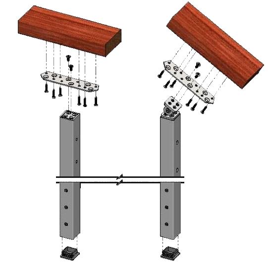 Mounting Options Spectrum Fascia Mount Post Kit Components B A. Spectrum Square Post B. Top Mounting Plate Assembly C. Plastic Bottom Cap NOTE: Surface mounting fasteners & hardware sold separately.