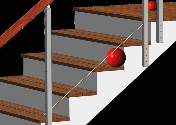 Mark the location of the straight post adjacent to the top stair post (post A).